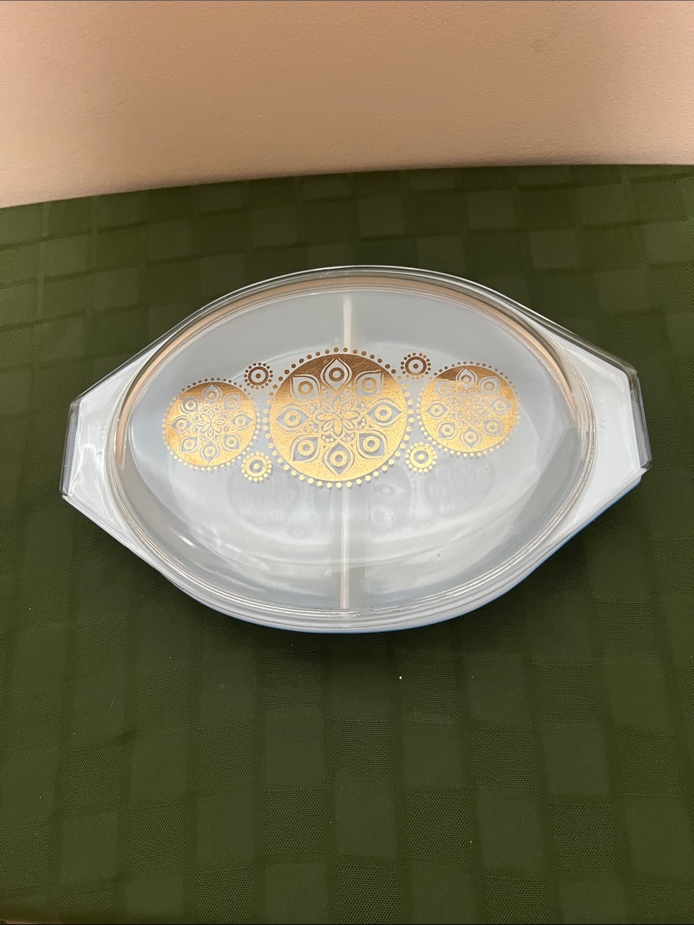 Vintage Pyrex Blue Divided Casserole Dish